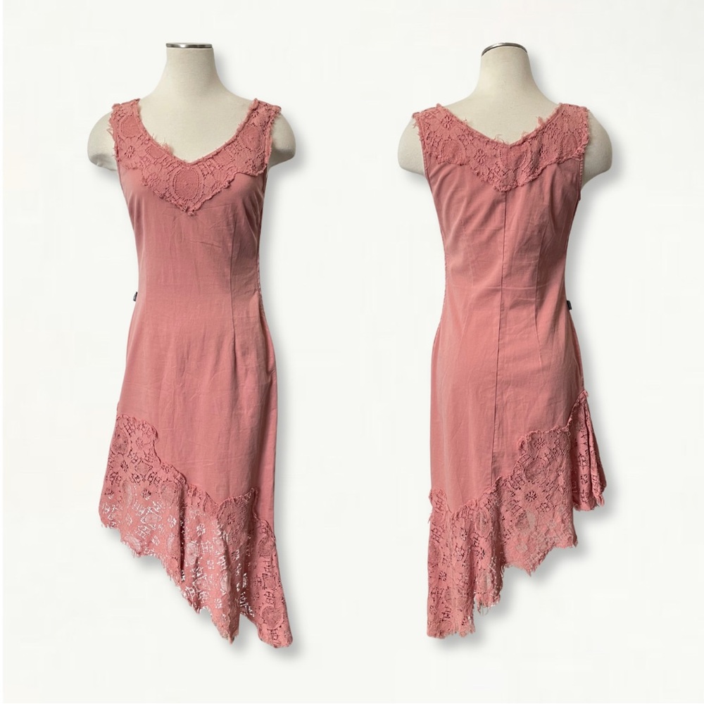 SOLD Vintage Y2K 2000s Moschino Jeans Asymmetrical Tattered Lace Dress - Picture 2 of 16